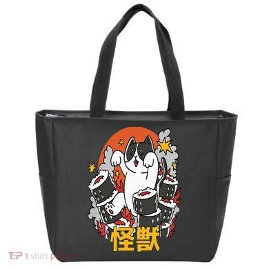 Catzilla Sunset Sushi Cat Japanese Tote Bag