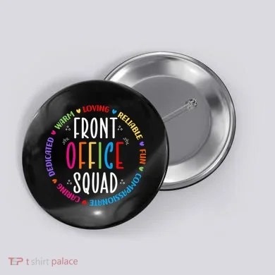 Cute School Secretary Admin Appreciation Front Office Squad Button