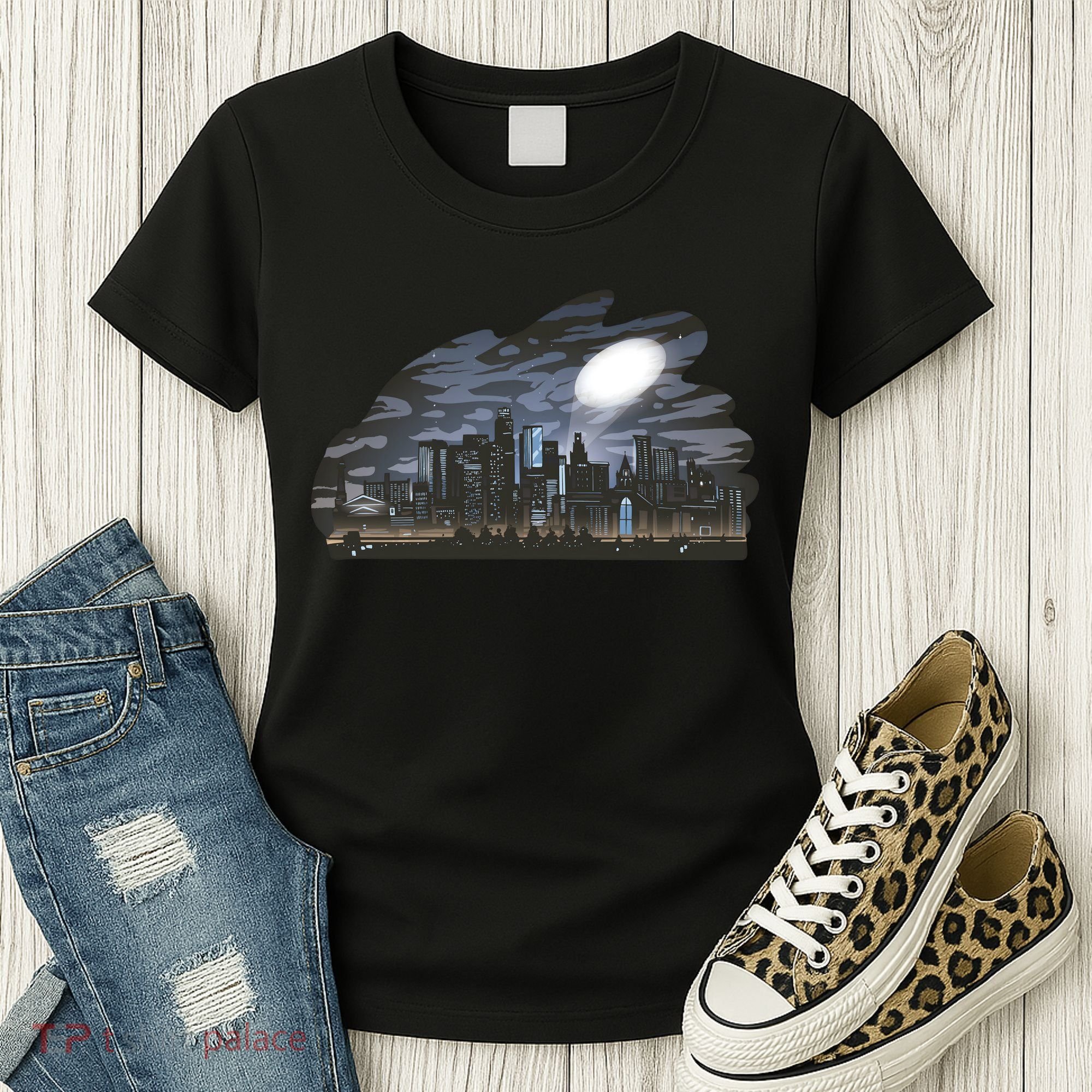 City Skyline Searchlight Women's T-Shirt