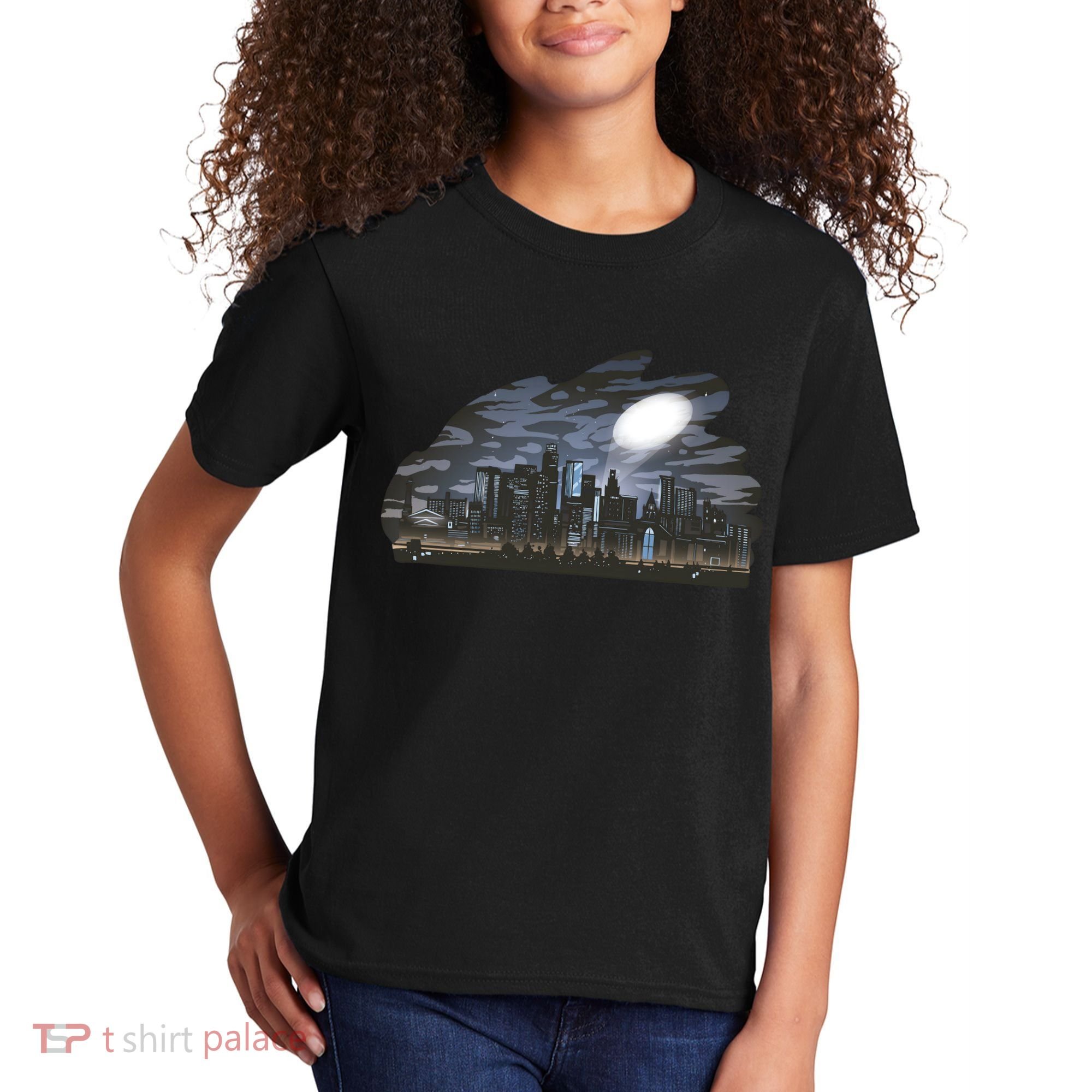 City Skyline Searchlight Kids T-Shirt