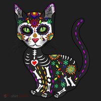 Cute Sugar Skull Mexican Cat Halloween Day Of The Dead Women's Sweatshirt thumb 2