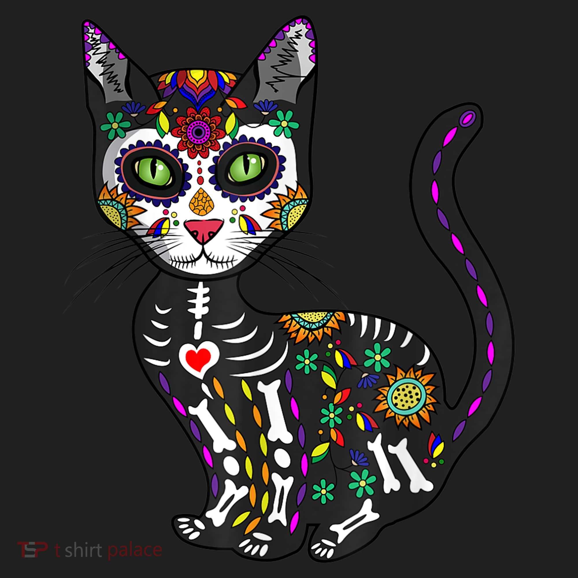 Cute Sugar Skull Mexican Cat Halloween Day Of The Dead Women's Sweatshirt