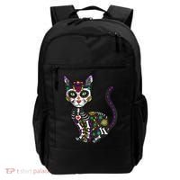 Cute Sugar Skull Mexican Cat Halloween Day Of The Dead Backpack thumb 0