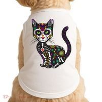 Cute Sugar Skull Mexican Cat Halloween Day Of The Dead Doggie Tank thumb 0