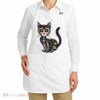 Cute Sugar Skull Mexican Cat Halloween Day Of The Dead Apron thumb 2