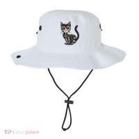 Cute Sugar Skull Mexican Cat Halloween Day Of The Dead Bucket Hat thumb 0