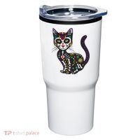 Cute Sugar Skull Mexican Cat Halloween Day Of The Dead Tumbler thumb 0