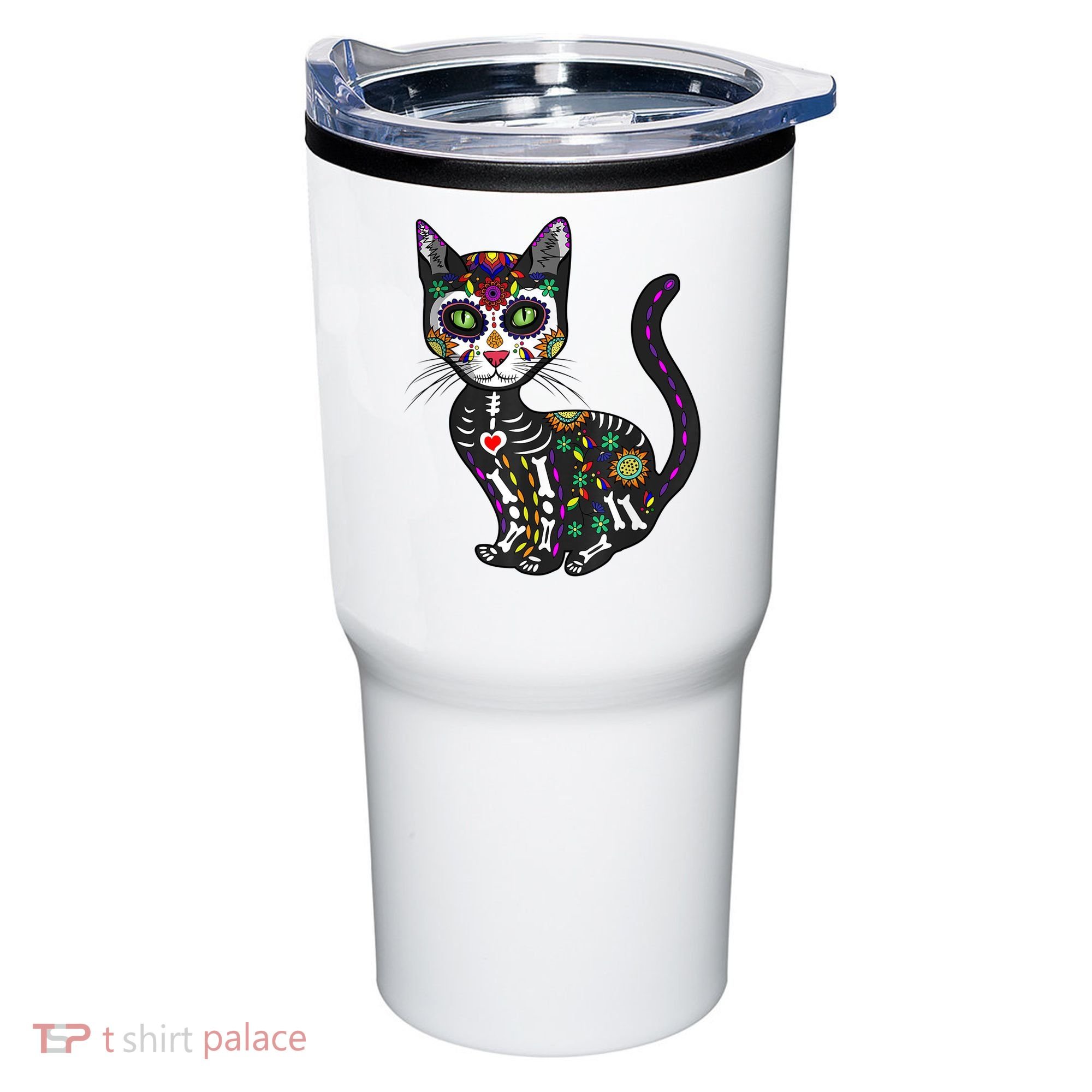 Cute Sugar Skull Mexican Cat Halloween Day Of The Dead Tumbler