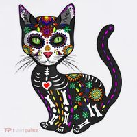 Cute Sugar Skull Mexican Cat Halloween Day Of The Dead Tumbler thumb 3