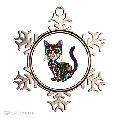 Cute Sugar Skull Mexican Cat Halloween Day Of The Dead Ornament