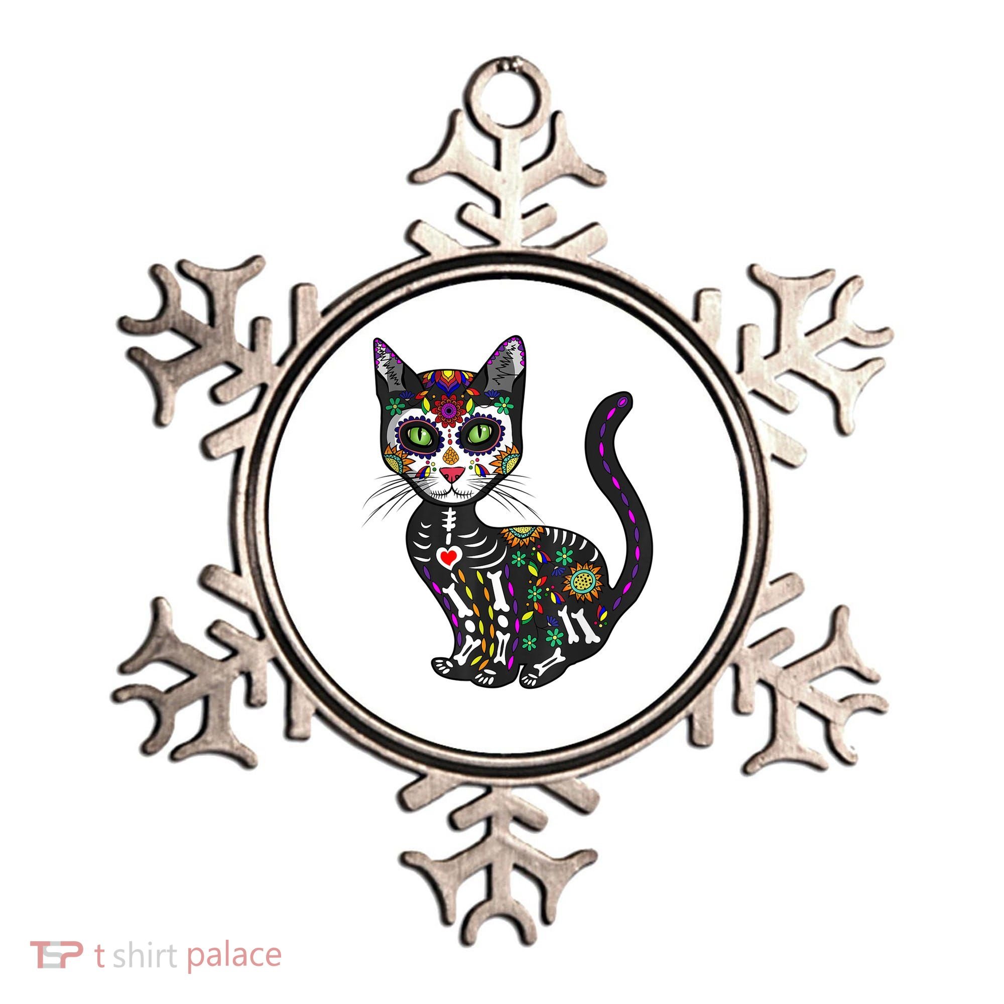 Cute Sugar Skull Mexican Cat Halloween Day Of The Dead Ornament