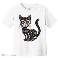 Cute Sugar Skull Mexican Cat Halloween Day Of The Dead Toddler T-Shirt thumb 0