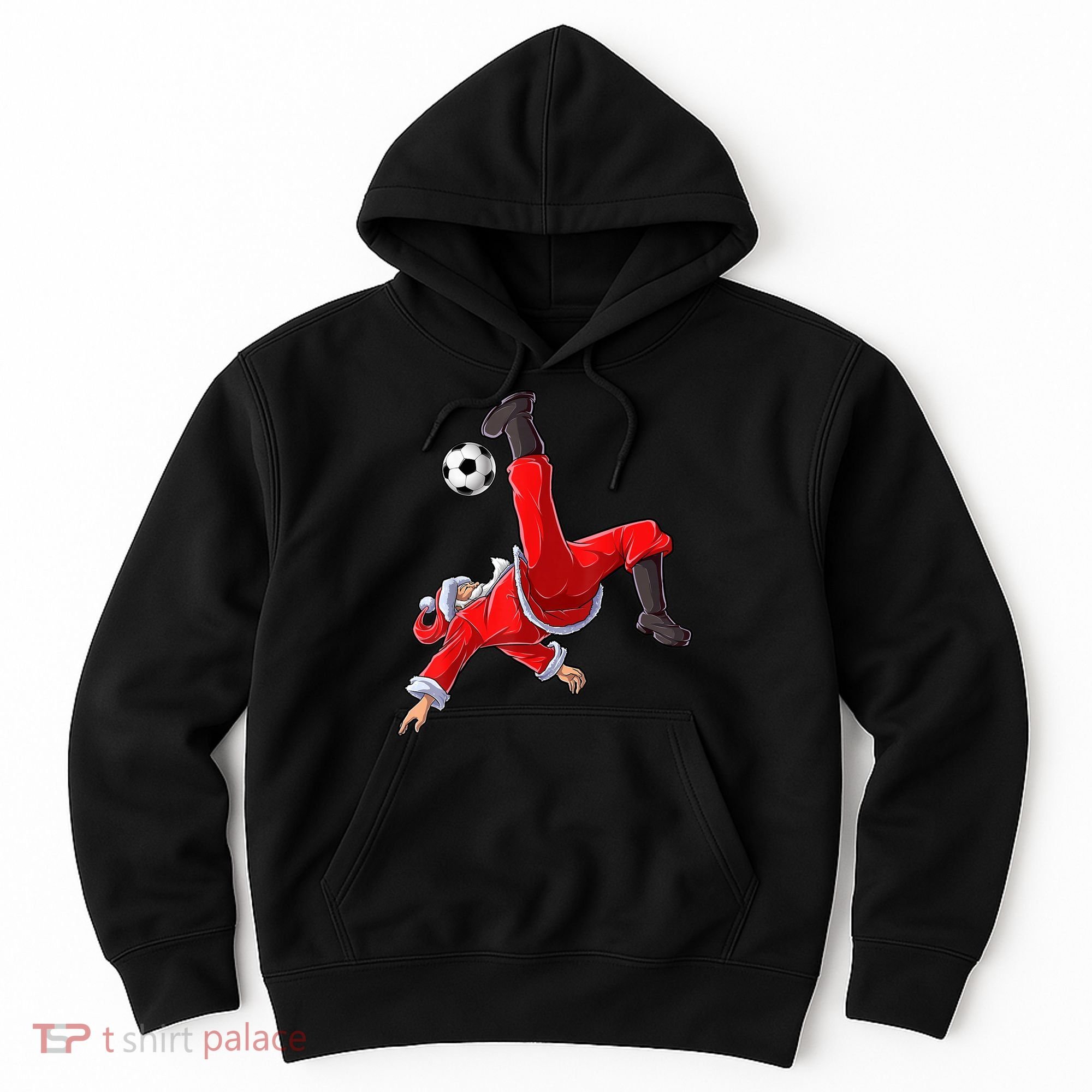 Christmas Santa Soccer Bicycle Kick Xmas Boys Men Ball Sport TShirt Hoodie