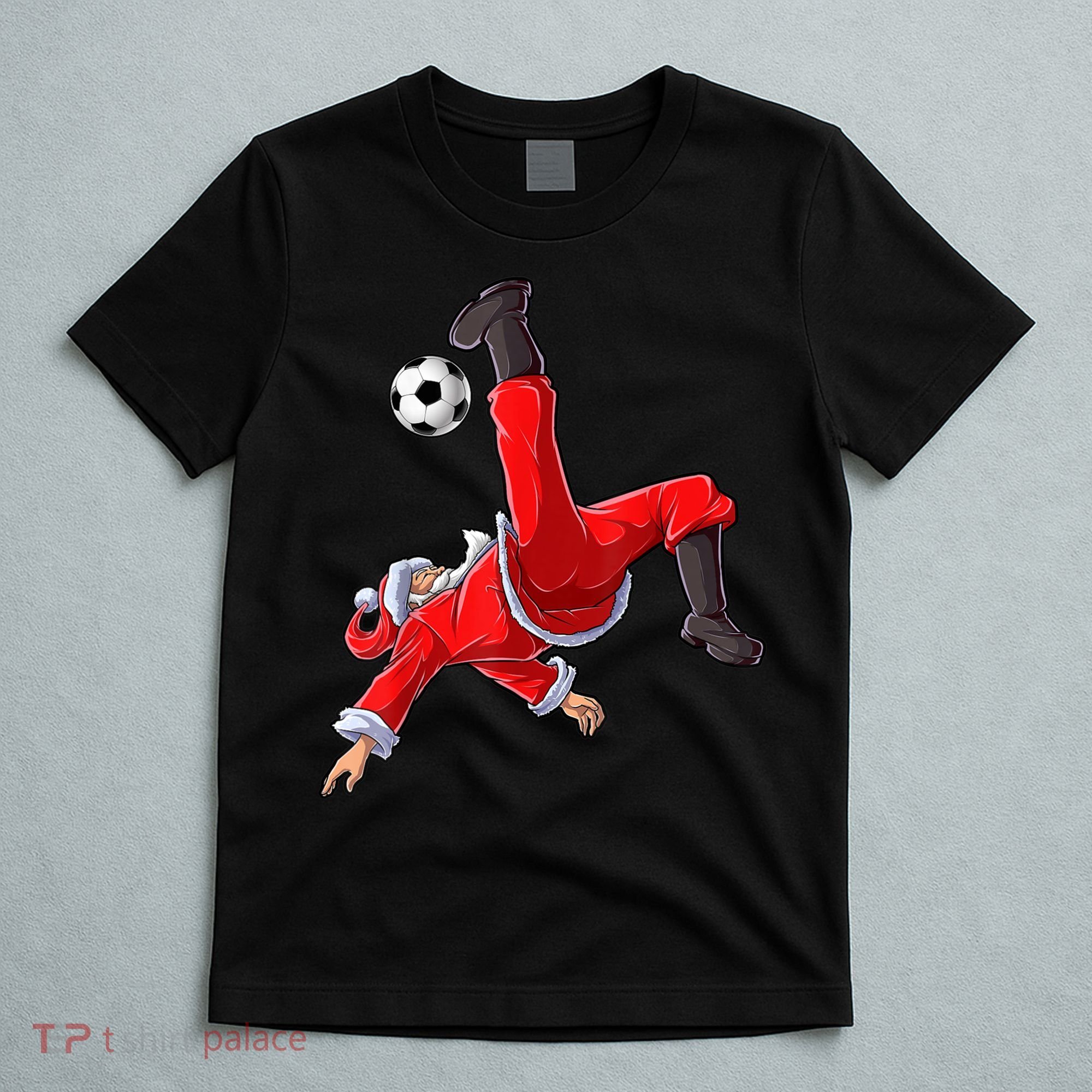 Christmas Santa Soccer Bicycle Kick Xmas Boys Men Ball Sport TShirt T-Shirt