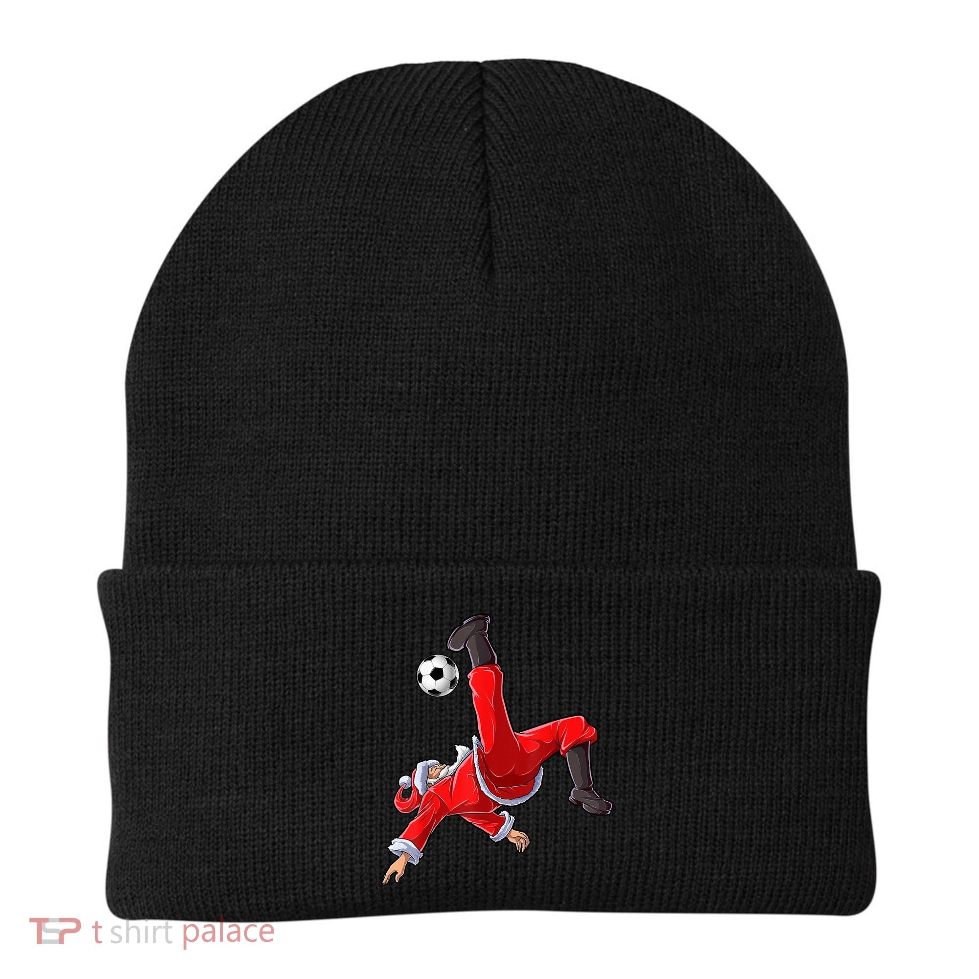 Christmas Santa Soccer Bicycle Kick Xmas Boys Men Ball Sport TShirt Beanie
