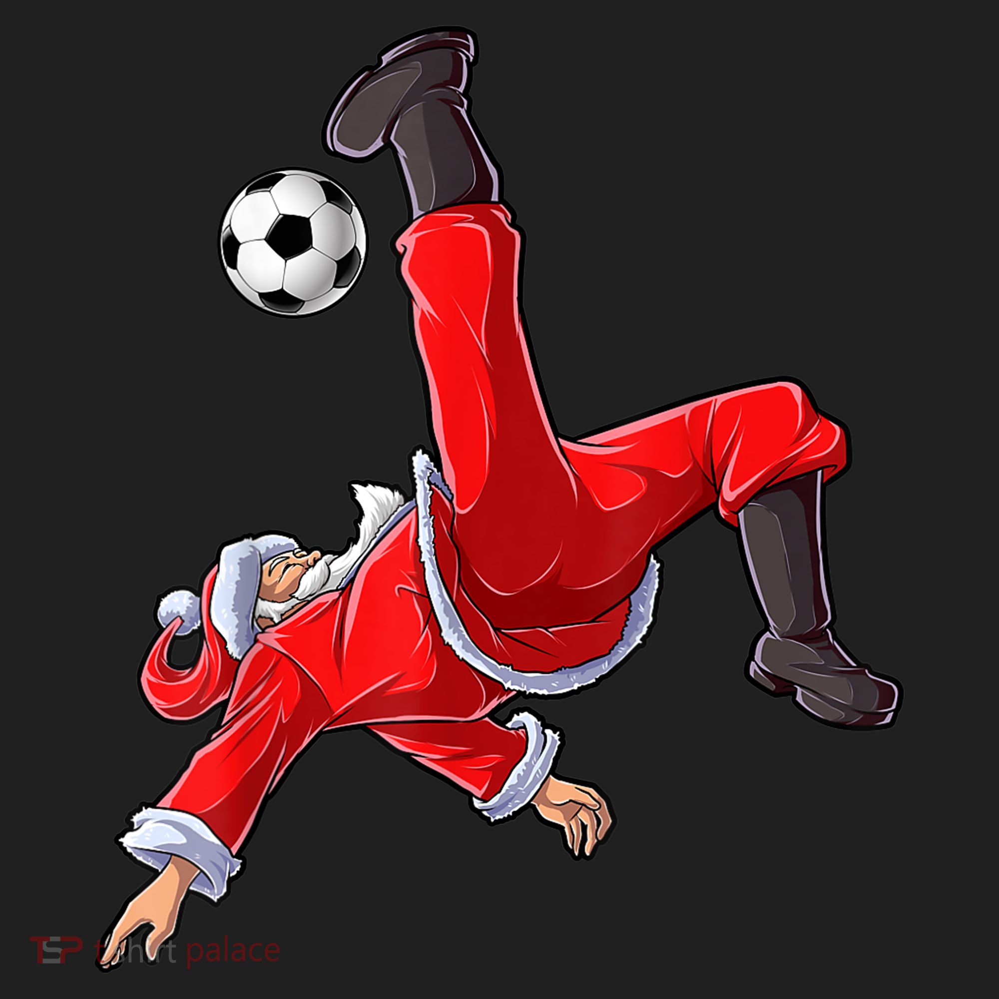 Christmas Santa Soccer Bicycle Kick Xmas Boys Men Ball Sport TShirt Beanie