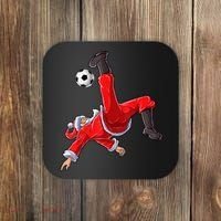 Christmas Santa Soccer Bicycle Kick Xmas Boys Men Ball Sport TShirt Coaster thumb 0