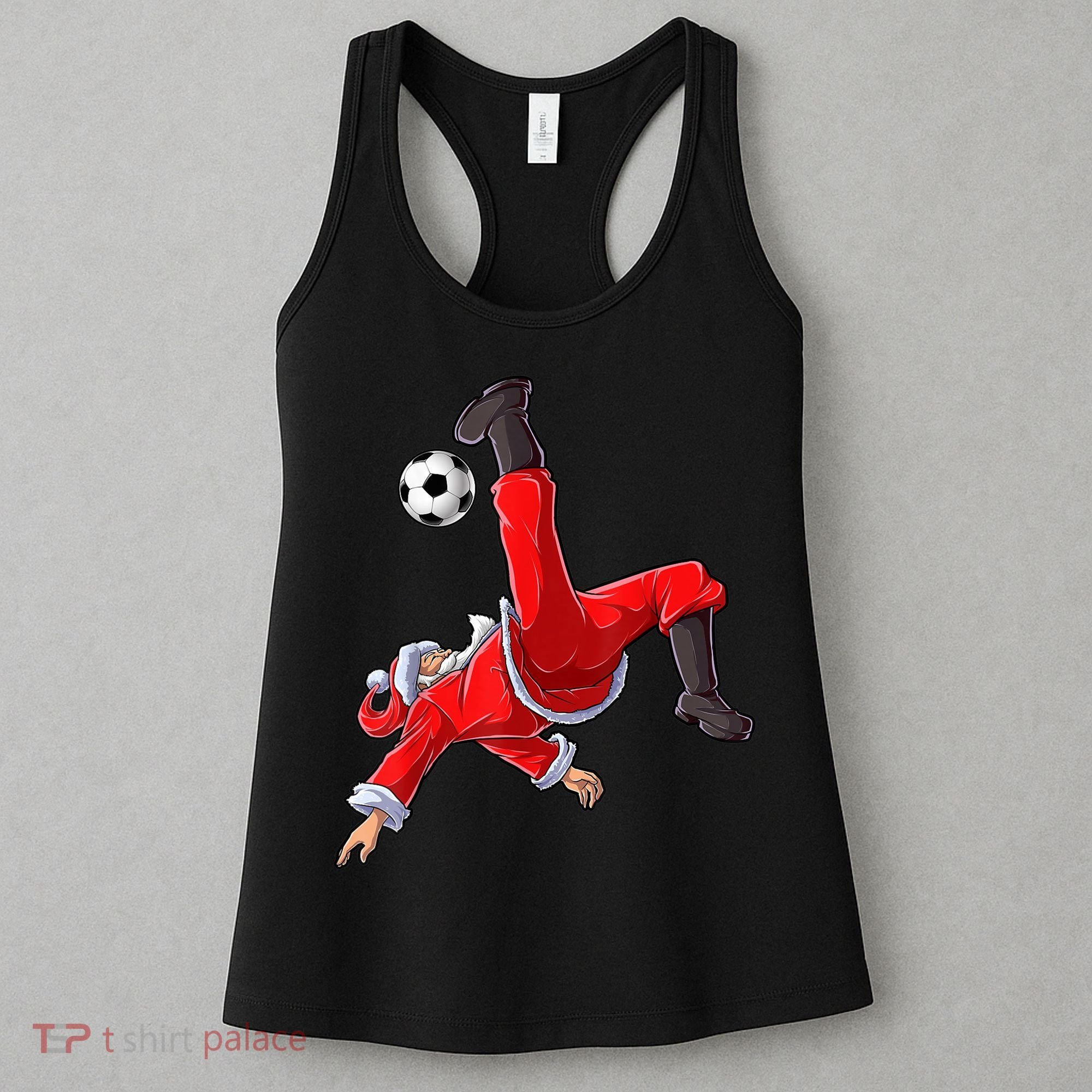 Christmas Santa Soccer Bicycle Kick Xmas Boys Men Ball Sport TShirt Women's Tank Top