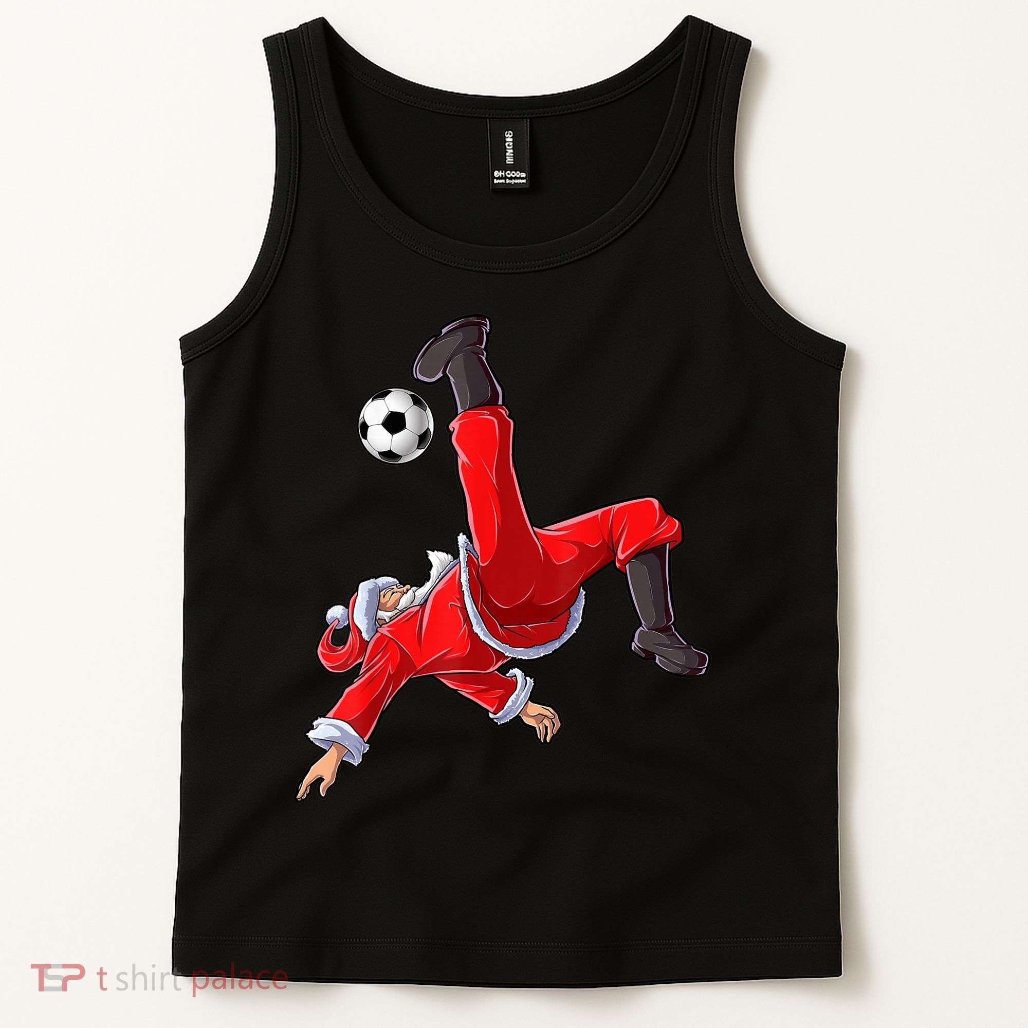 Christmas Santa Soccer Bicycle Kick Xmas Boys Men Ball Sport TShirt Tank Top