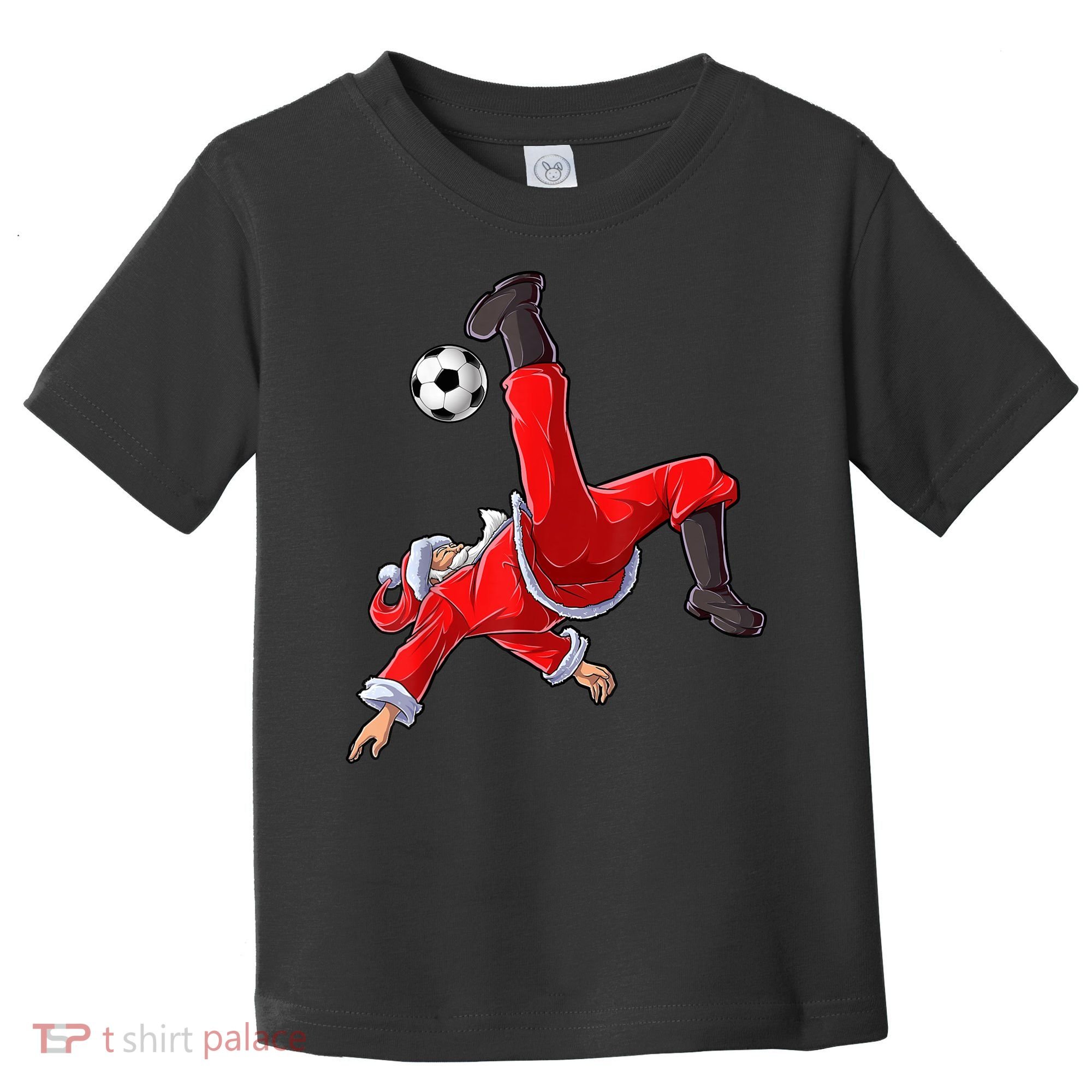 Christmas Santa Soccer Bicycle Kick Xmas Boys Men Ball Sport TShirt Toddler T-Shirt