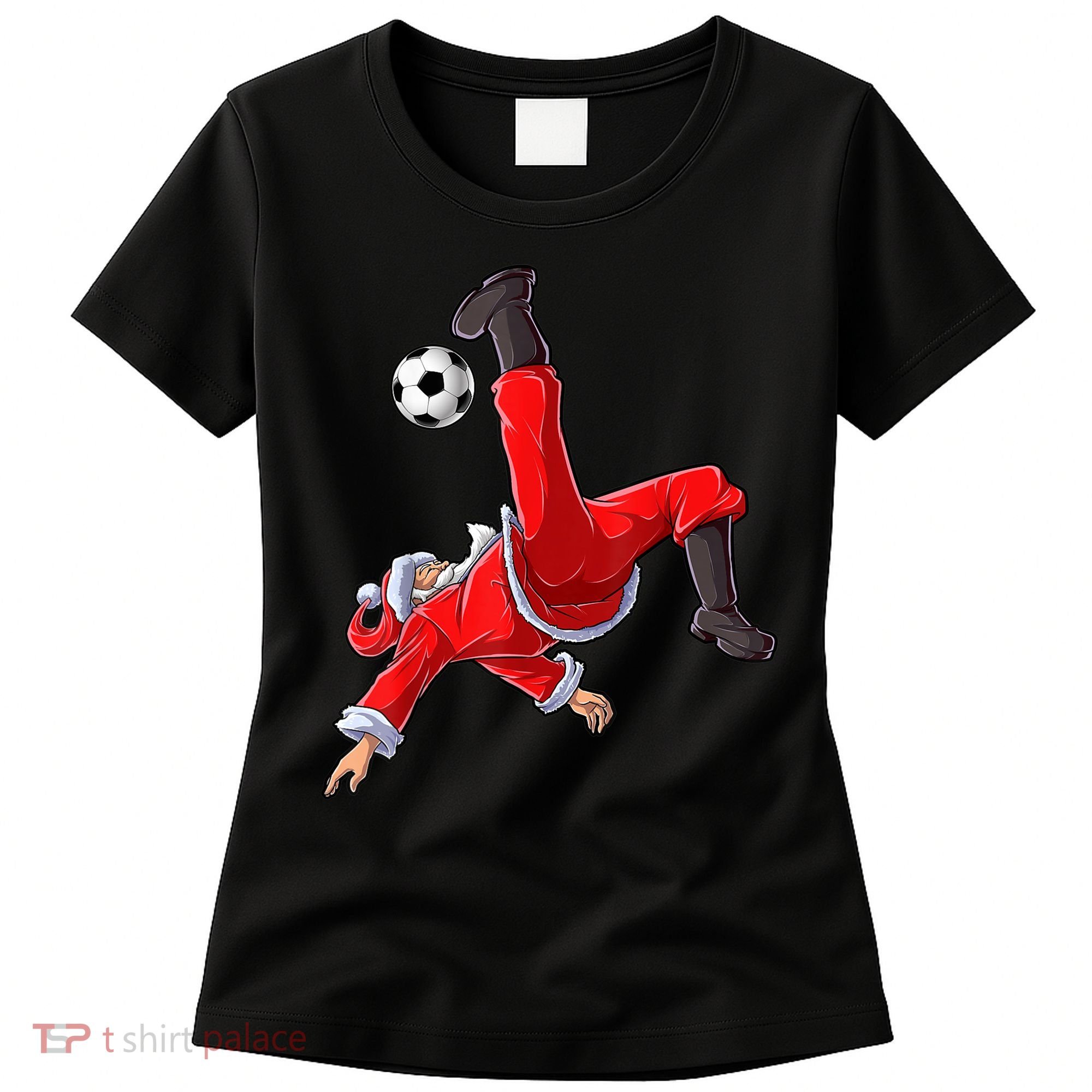 Christmas Santa Soccer Bicycle Kick Xmas Boys Men Ball Sport TShirt Women's T-Shirt