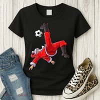 Christmas Santa Soccer Bicycle Kick Xmas Boys Men Ball Sport TShirt Women's T-Shirt thumb 3