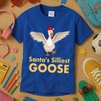 Cool Santas Silliest Goose Tacky Funny Christmas Duck Swans Gift Kids T-Shirt thumb 3