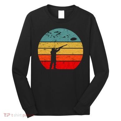 Clay Skeet Shooting Trap Shooting Retro Vintage Sunset Long Sleeve Shirt