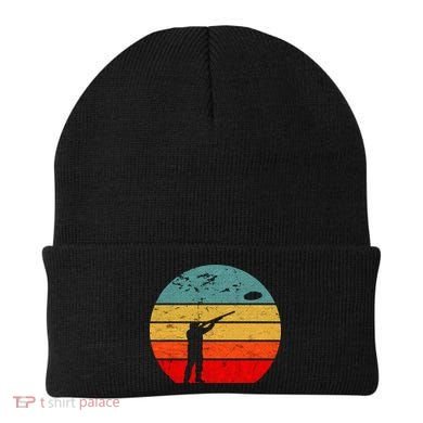 Clay Skeet Shooting Trap Shooting Retro Vintage Sunset Beanie