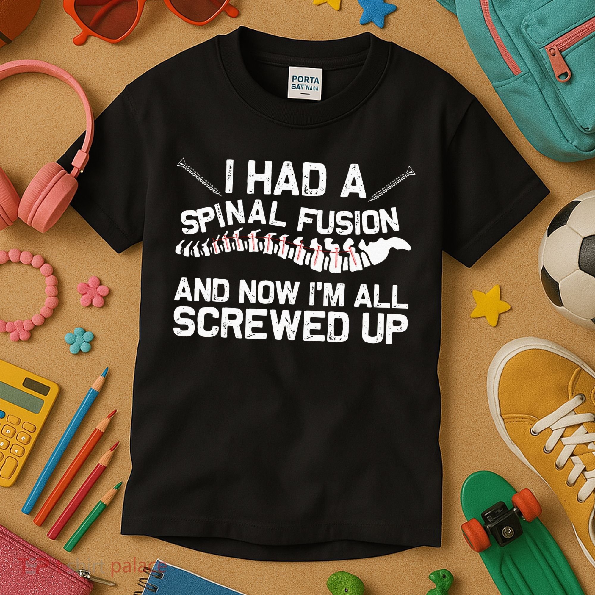 Cool Scoliosis Spinal Fusion Gift Back Surgery Recovery Gift Kids T-Shirt