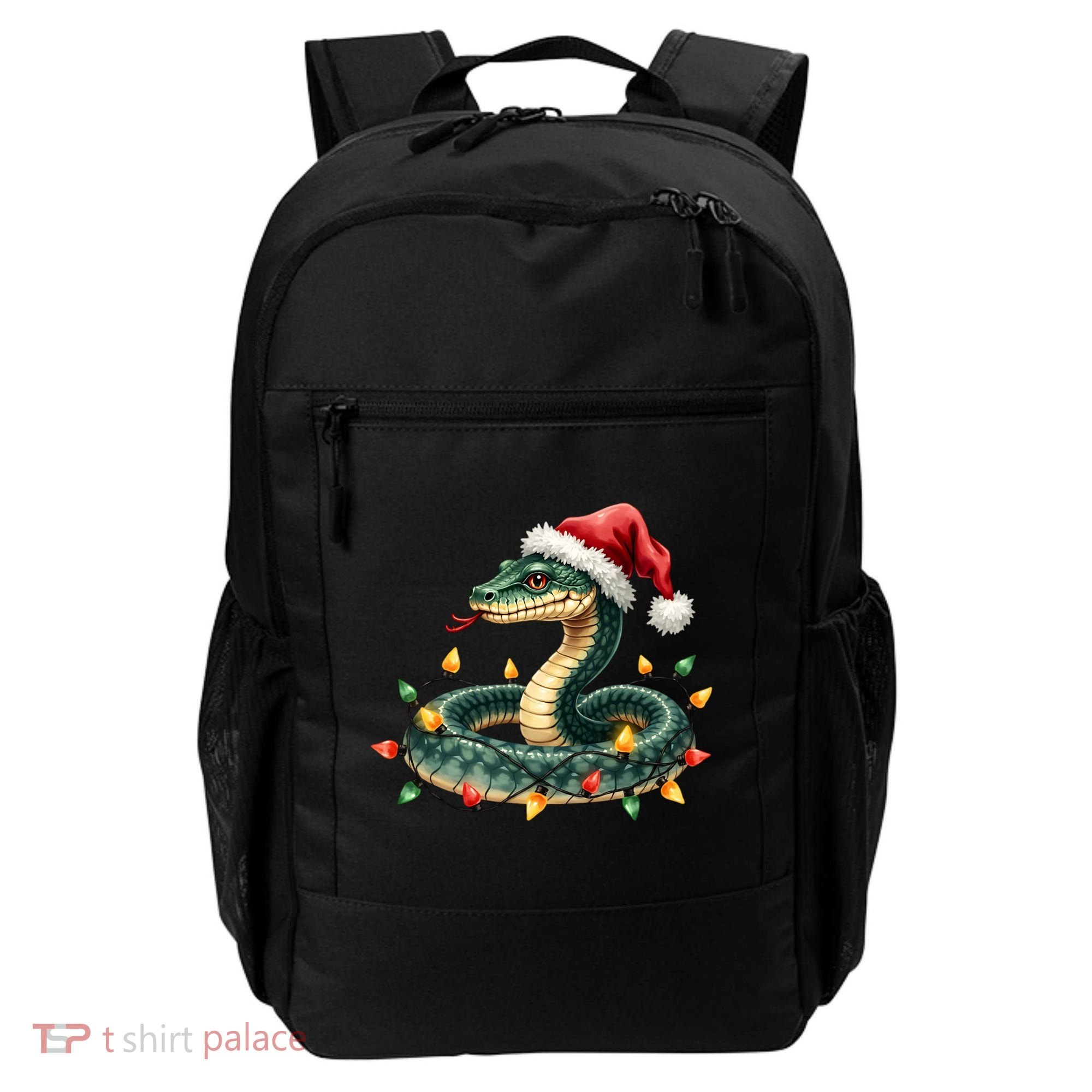 Christmas Snake Santa Hat Holiday Lights Funny Novelty Gift Backpack