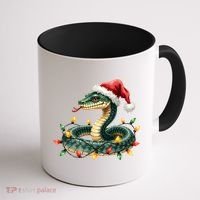 Christmas Snake Santa Hat Holiday Lights Funny Novelty Gift Coffee Mug thumb 1