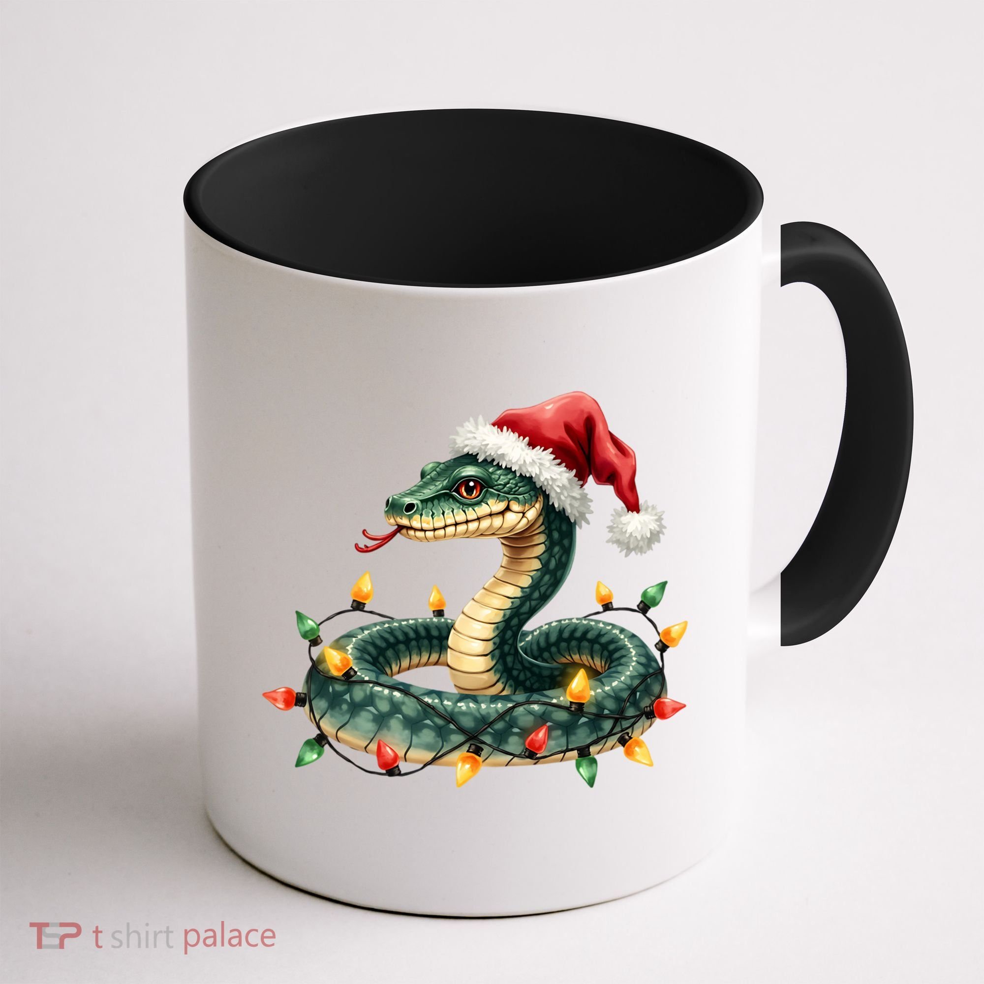 Christmas Snake Santa Hat Holiday Lights Funny Novelty Gift Coffee Mug