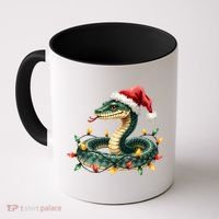 Christmas Snake Santa Hat Holiday Lights Funny Novelty Gift Coffee Mug thumb 0