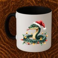 Christmas Snake Santa Hat Holiday Lights Funny Novelty Gift Coffee Mug thumb 2