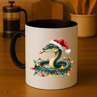 Christmas Snake Santa Hat Holiday Lights Funny Novelty Gift Coffee Mug thumb 4