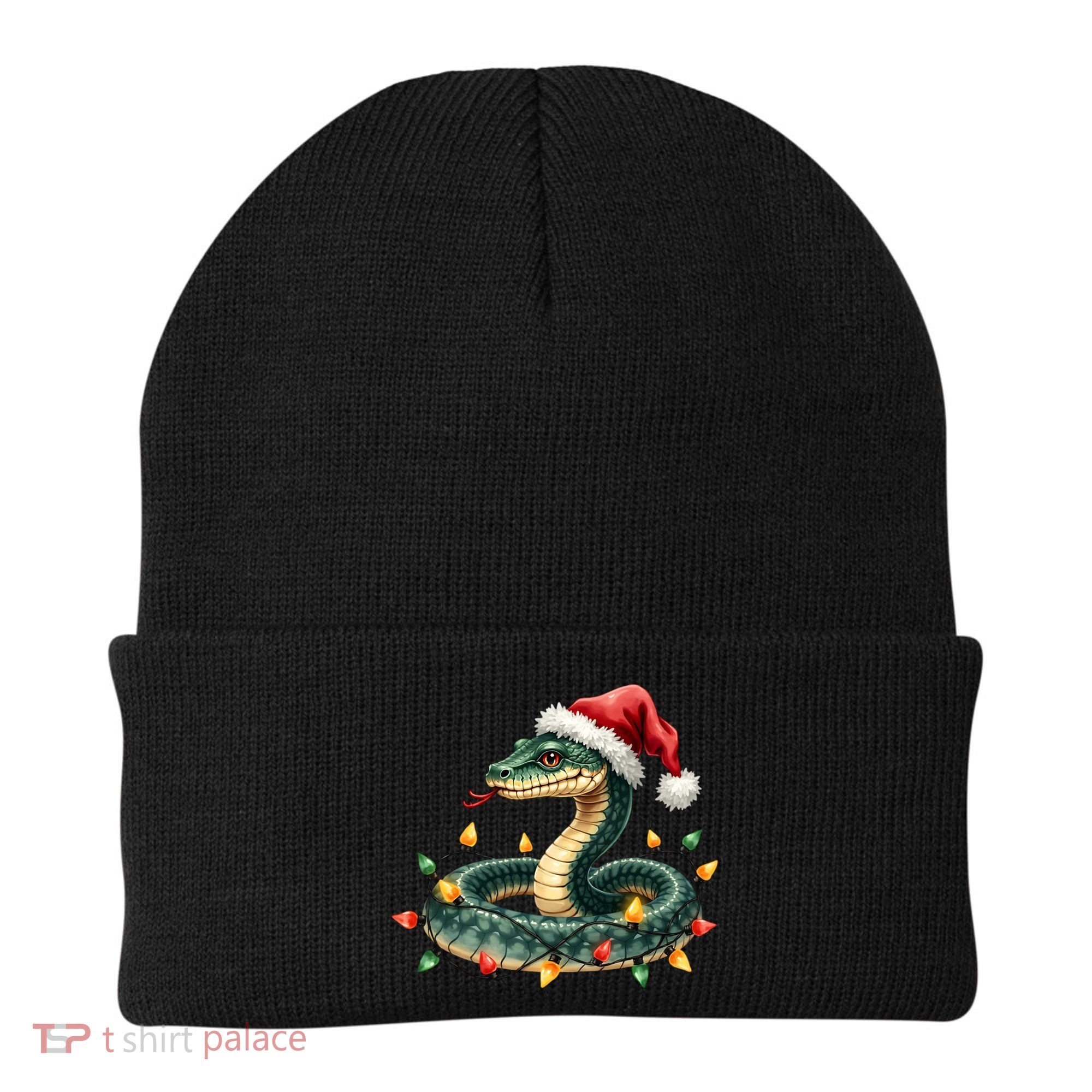 Christmas Snake Santa Hat Holiday Lights Funny Novelty Gift Beanie