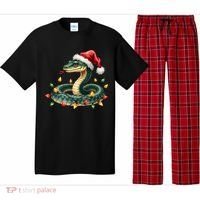 Christmas Snake Santa Hat Holiday Lights Funny Novelty Gift Pajama Set thumb 0