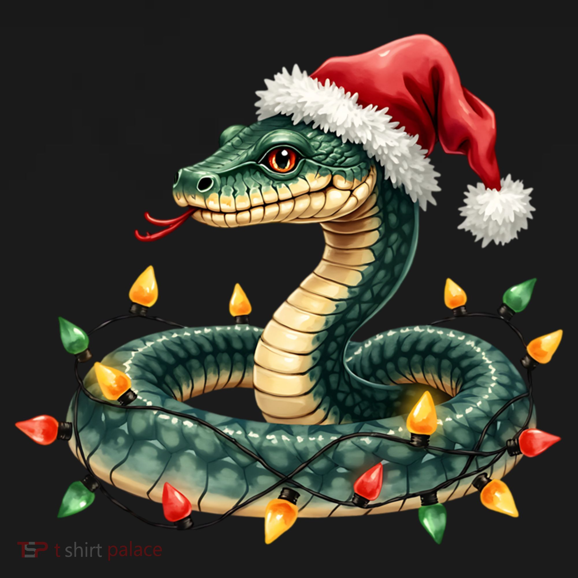 Christmas Snake Santa Hat Holiday Lights Funny Novelty Gift Pajama Set