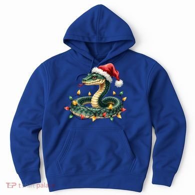 Christmas Snake Santa Hat Holiday Lights Funny Novelty Gift Hoodie