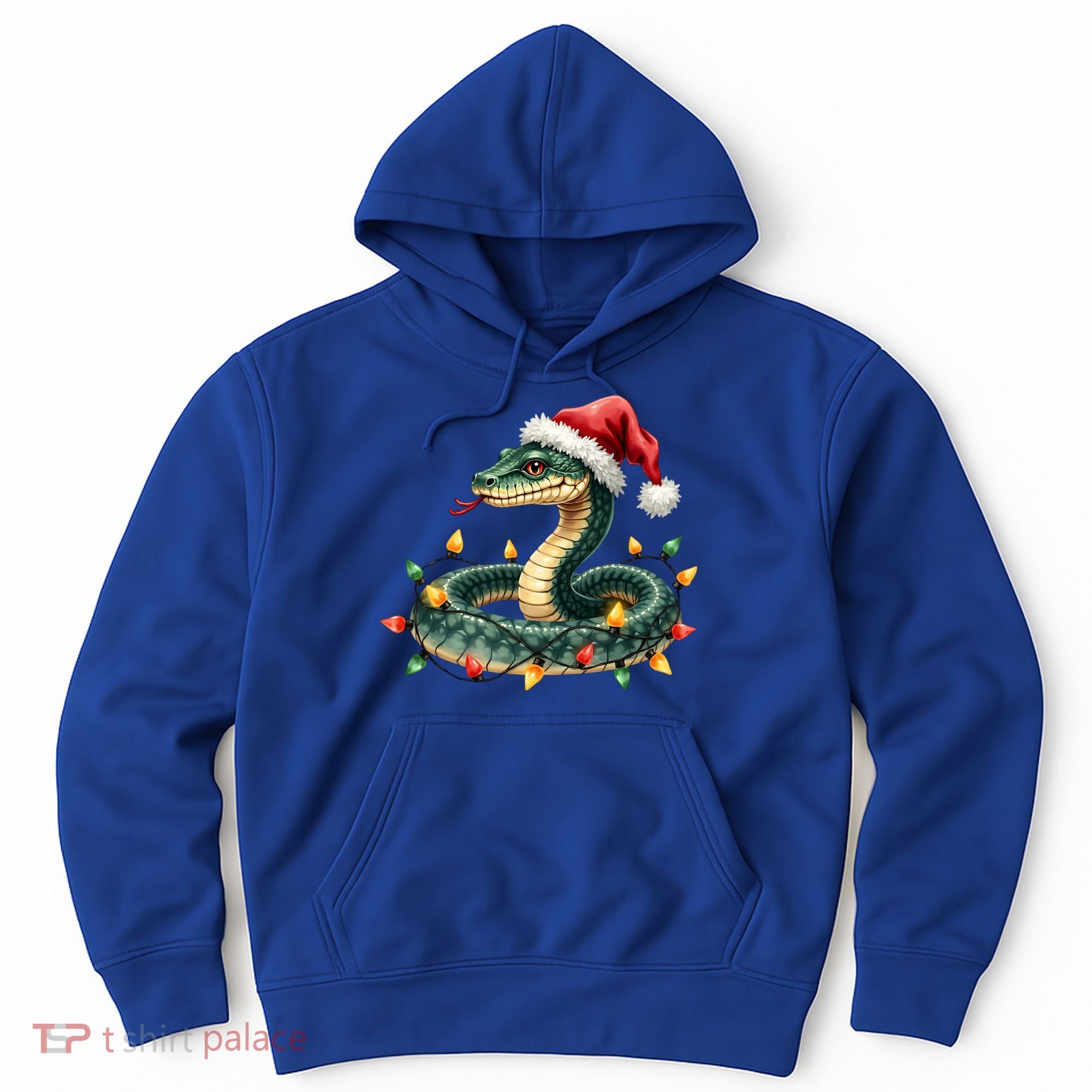 Christmas Snake Santa Hat Holiday Lights Funny Novelty Gift Hoodie