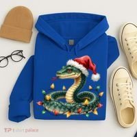 Christmas Snake Santa Hat Holiday Lights Funny Novelty Gift Hoodie thumb 4