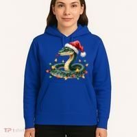 Christmas Snake Santa Hat Holiday Lights Funny Novelty Gift Hoodie thumb 5