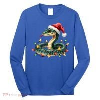 Christmas Snake Santa Hat Holiday Lights Funny Novelty Gift Long Sleeve Shirt thumb 0