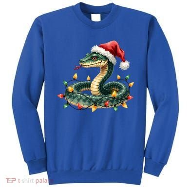 Christmas Snake Santa Hat Holiday Lights Funny Novelty Gift Sweatshirt