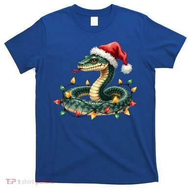 Christmas Snake Santa Hat Holiday Lights Funny Novelty Gift T-Shirt