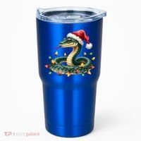 Christmas Snake Santa Hat Holiday Lights Funny Novelty Gift Tumbler thumb 0