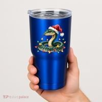 Christmas Snake Santa Hat Holiday Lights Funny Novelty Gift Tumbler thumb 2