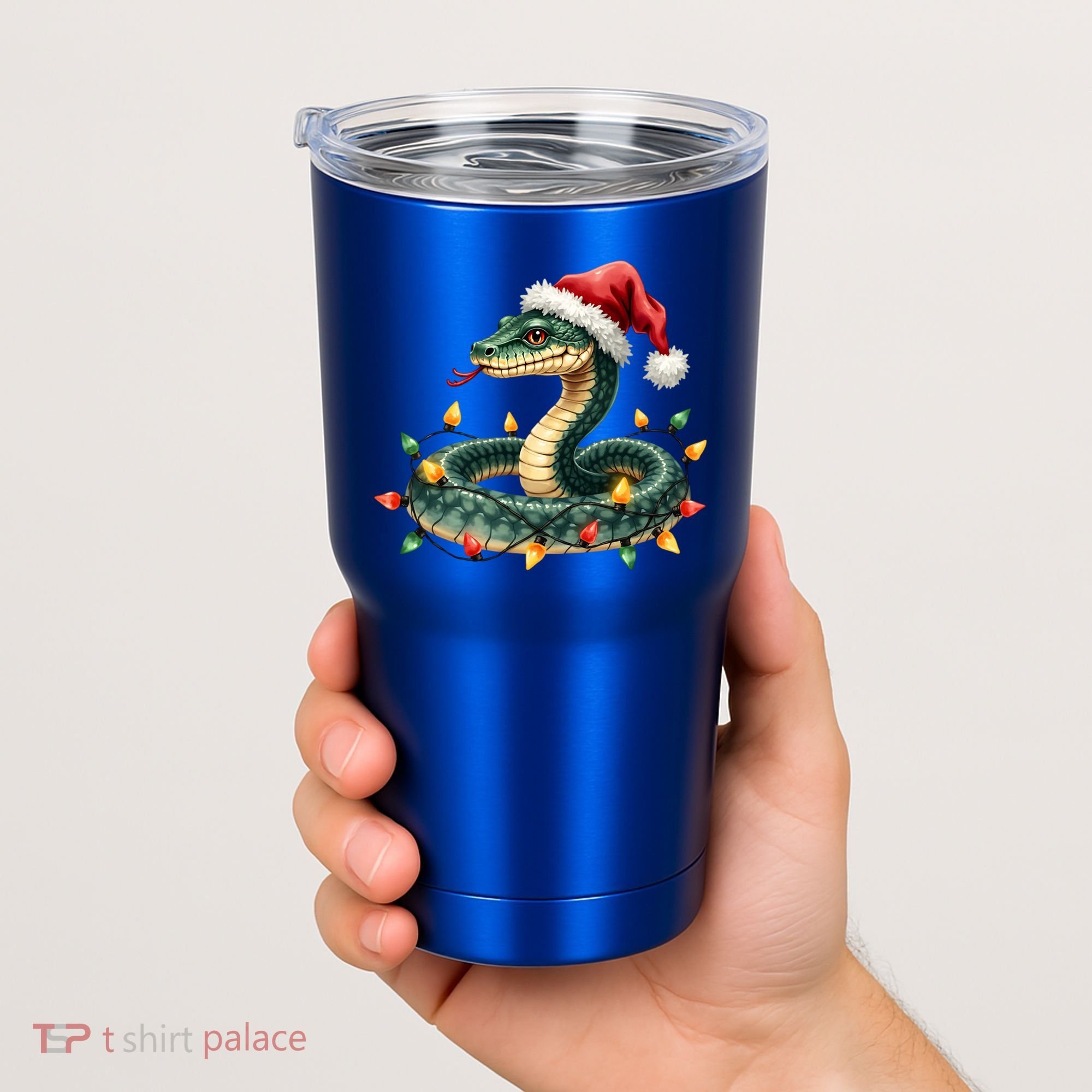 Christmas Snake Santa Hat Holiday Lights Funny Novelty Gift Tumbler