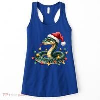 Christmas Snake Santa Hat Holiday Lights Funny Novelty Gift Women's Tank Top thumb 0